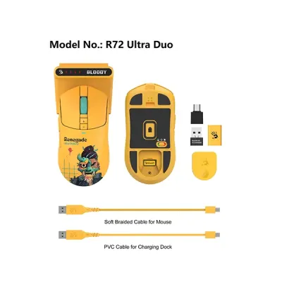 image of A4TECH Bloody R72 Ultra Duo Dual Mode Renegade Sunset Wireless Gaming Mouse with Spec and Price in BDT