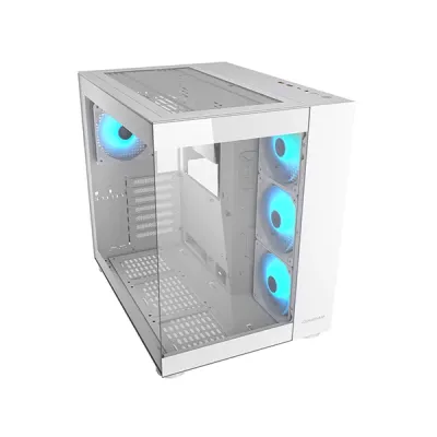 image of Cougar FV150 RGB Dual Chamber Mid Tower Gaming Casing - White with Spec and Price in BDT