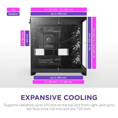 image of NZXT H9 Flow (2025) Dual-Chamber Mid-Tower ATX Airflow Casing - Black with Spec and Price in BDT