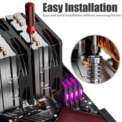 image of upHere D6SEC ARGB CPU Air Cooler - Black with Spec and Price in BDT