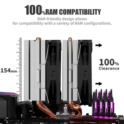 image of upHere D6SEC ARGB CPU Air Cooler - Black with Spec and Price in BDT