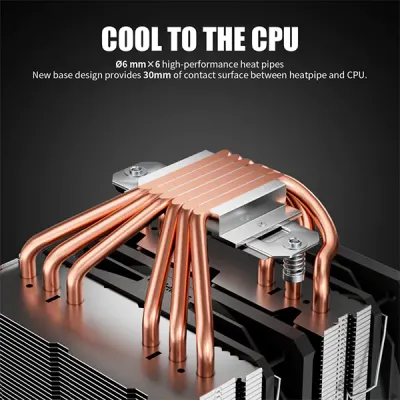 image of upHere D6SEC ARGB CPU Air Cooler - Black with Spec and Price in BDT