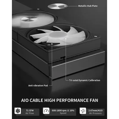 image of upHere E240KC 240mm AIO Liquid CPU Cooler - Black with Spec and Price in BDT