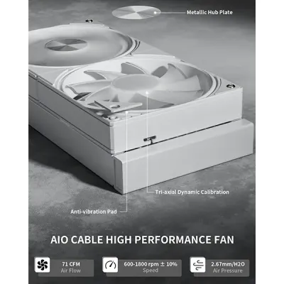 image of upHere E240TC 240mm AIO Liquid CPU Cooler - White with Spec and Price in BDT