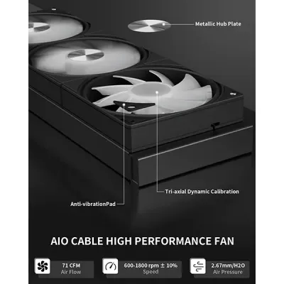 image of upHere E360KC 360mm AIO Liquid CPU Cooler - Black with Spec and Price in BDT