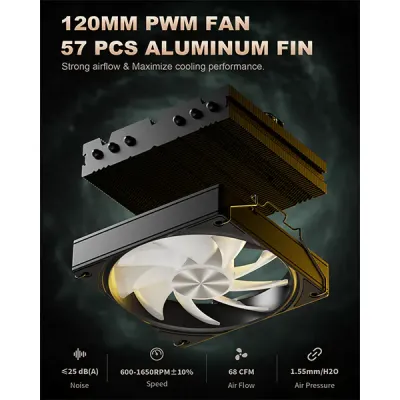 image of upHere H85KC6 ARGB CPU Air Cooler - Black with Spec and Price in BDT