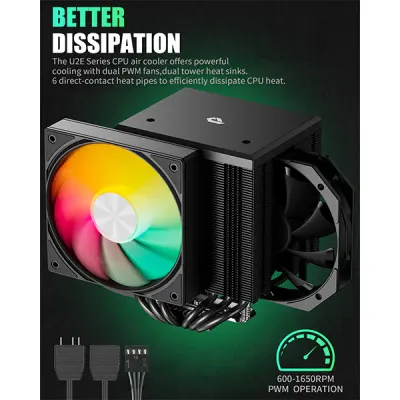 image of upHere UE2KC6 ARGB CPU Air Cooler - Black with Spec and Price in BDT