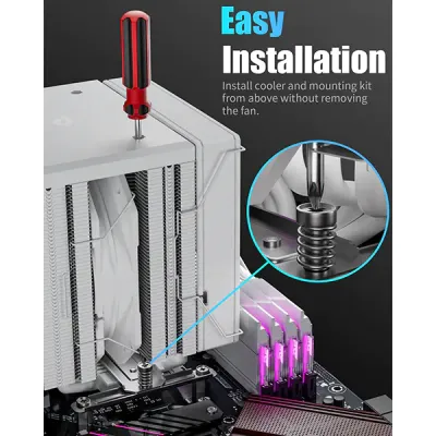 image of upHere UE2TC6 ARGB CPU Air Cooler - White with Spec and Price in BDT