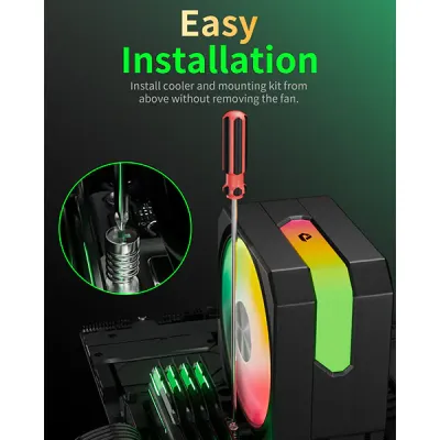 image of upHere UP1KC4C ARGB CPU Air Cooler - Black with Spec and Price in BDT