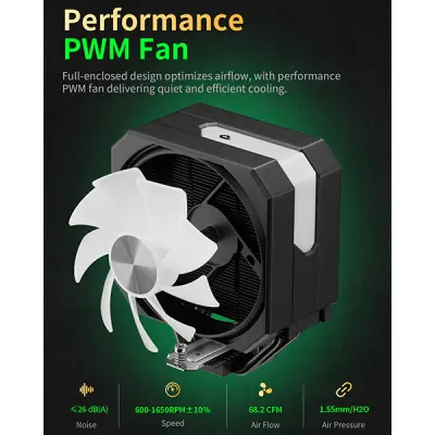 image of upHere UP1KC4C ARGB CPU Air Cooler - Black with Spec and Price in BDT
