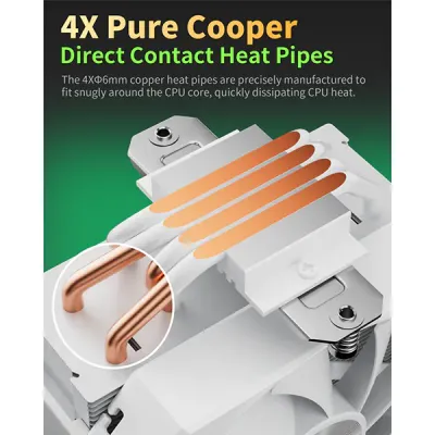 image of upHere UP1T4 CPU Air Cooler - White with Spec and Price in BDT