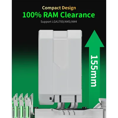 image of upHere UP1T4 CPU Air Cooler - White with Spec and Price in BDT