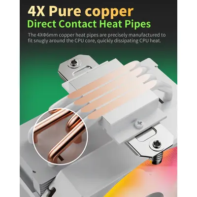 image of upHere UP1TC4C ARGB CPU Air Cooler - White with Spec and Price in BDT