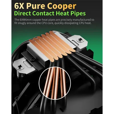 image of upHere UP2K6 CPU Air Cooler - Black with Spec and Price in BDT