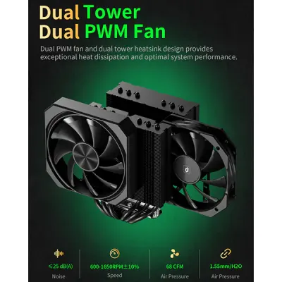 image of upHere UP2K6 CPU Air Cooler - Black with Spec and Price in BDT