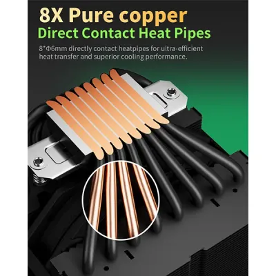 image of upHere UP2KC8C ARGB CPU Air Cooler - Black with Spec and Price in BDT