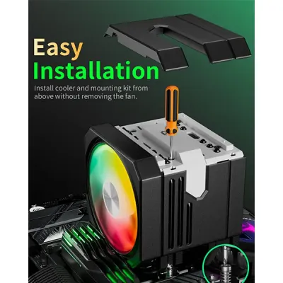 image of upHere UP2KC8C ARGB CPU Air Cooler - Black with Spec and Price in BDT