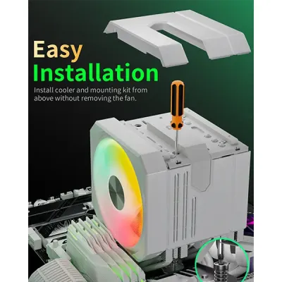 image of upHere UP2TC8C ARGB CPU Air Cooler - White with Spec and Price in BDT