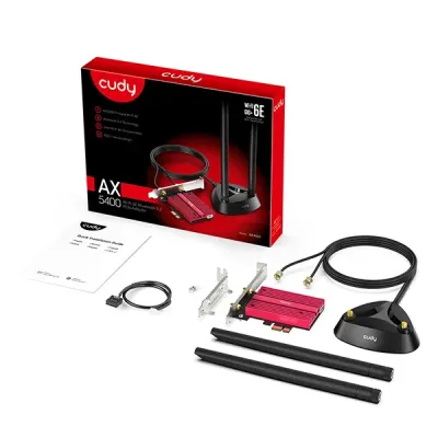 image of CUDY WE4000 – Tri-Band AXE5400 Wi-Fi6E PCI-E & Bluetooth 5.3 Adapter with Spec and Price in BDT