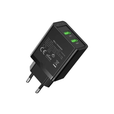 image of VENTION FBAB0-EU Two-Port  USB(A+A) Wall Charger (18W/18W) EU-Plug Black with Spec and Price in BDT