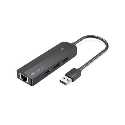 image of Vention CHPBB 3-Port USB 2.0 Hub with 100M Ethernet Adapter with Spec and Price in BDT