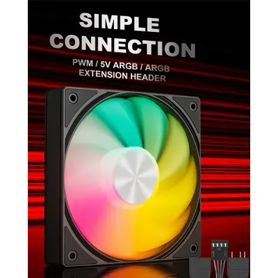 image of upHere U3KC1 120mm ARGB Casing Fan - Black with Spec and Price in BDT