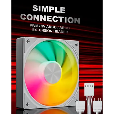 image of upHere U3TC1 120mm ARGB Casing Fan - White with Spec and Price in BDT