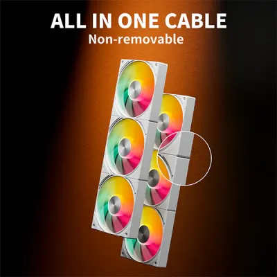 image of upHere U3TC3 ARGB All-in-One Casing Fan - White with Spec and Price in BDT