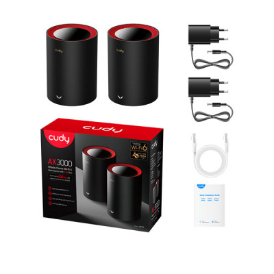 image of CUDY M3000 2-Pack AX3000 2.5G Dual Band Wi-Fi 6 Mesh System Router with Spec and Price in BDT