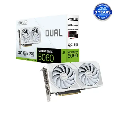 image of ASUS Dual GeForce RTX 5060 8GB GDDR7 White OC Edition Graphics Card with Spec and Price in BDT