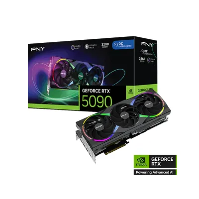 image of PNY GeForce RTX 5090 32GB GDDR7 ARGB EPIC-X RGB Overclocked Triple Fan Graphics Card with Spec and Price in BDT