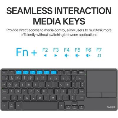 image of Rapoo E900T Portable Wireless Keyboard with Touchpad - Black with Spec and Price in BDT