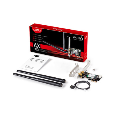 image of CUDY WE3000 V1 - Dual Band AX3000 Mbps WiFi6 PCIe & Bluetooth 5.2 Adapter with Spec and Price in BDT
