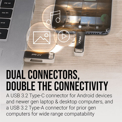 image of PNY Duo Link 64GB USB 3.2 Type-C Dual Pen Drive with Spec and Price in BDT