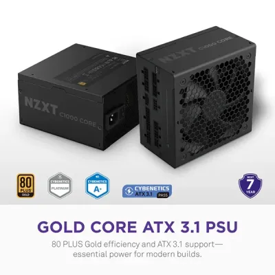 image of NZXT C1000 Gold Core 1000 Watt 80 PLUS Gold Fully Modular ATX 3.1 Power Supply with Spec and Price in BDT