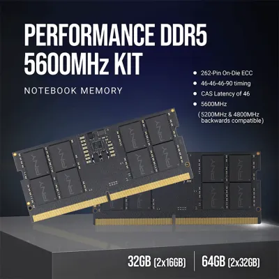 image of PNY Performance 16GB DDR5 5600MHz Laptop Memory with Spec and Price in BDT