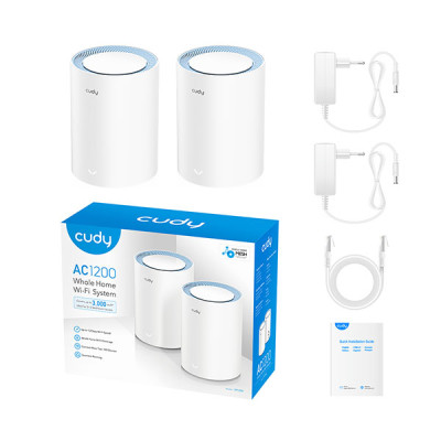 image of CUDY M1200 (2-Pack) AC1200 Dual Band Whole Home Wi-Fi Mesh Router with Spec and Price in BDT