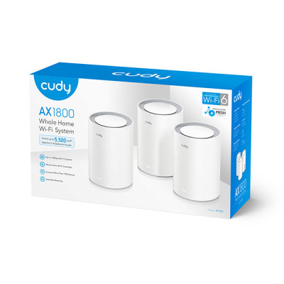 image of Cudy M1800 3-pack AX1800 Whole Home Mesh Dual Band Gigabit WiFi Router with Spec and Price in BDT