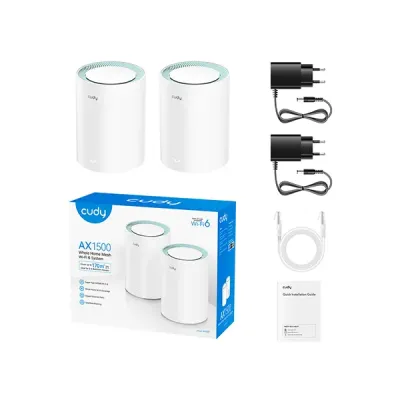 image of Cudy M1500 2-Pack AX1500 Dual Band Wi-Fi 6 Mesh System Router with Spec and Price in BDT
