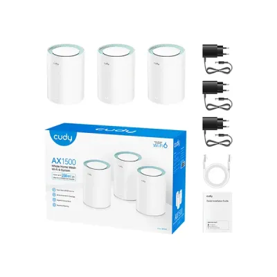 image of Cudy M1500 3-Pack AX1500 Dual Band Wi-Fi 6 Mesh System Router with Spec and Price in BDT