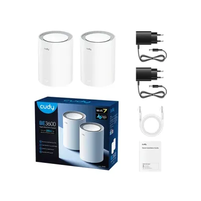 image of CUDY M3600 2-Pack BE3600 Dual Band Wi-Fi 7 Mesh System Router with Spec and Price in BDT