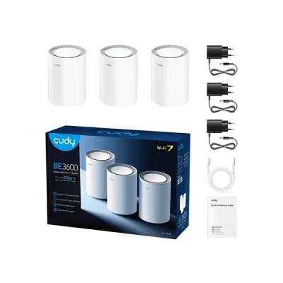 image of CUDY M3600 3-Pack BE3600 Dual Band Wi-Fi 7 Mesh System Router with Spec and Price in BDT