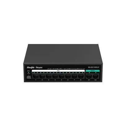 image of Ruijie RG-ES110FG-P 8-Port 10/100 Mbps with 2-Port Gigabit Unmanaged PoE Switch with Spec and Price in BDT
