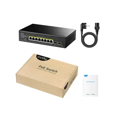 image of CUDY GS1008PS2 - 8-Port Gigabit PoE+ Switch with 2 Gigabit SFP Slots with Spec and Price in BDT
