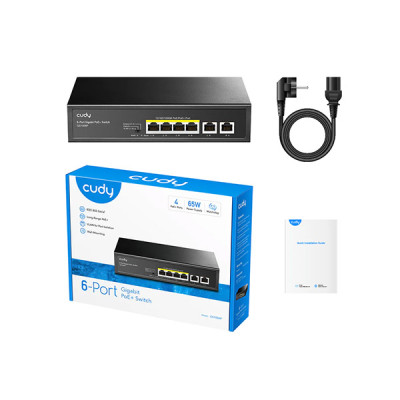 image of CUDY GS1006P - 4-Port Gigabit PoE+ Switch with 2 Gigabit Uplink Ports with Spec and Price in BDT