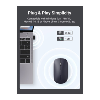 image of UGREEN MU001 (90372) Portable Wireless Mouse - Black with Spec and Price in BDT