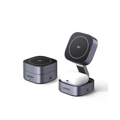 image of Ugreen W702 (35316) 15W 2-in-1 Magnetic Wireless Charger with Spec and Price in BDT