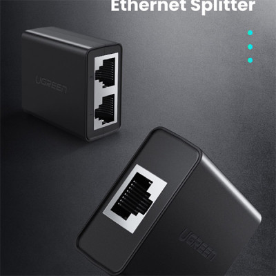 image of UGREEN CM210 (50923) RJ45 Splitter Adapter 2 Pack - Black with Spec and Price in BDT