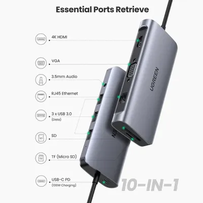 image of UGREEN CM639 (45380) Multifunction 10-in-1 USB-C Docking Station with Spec and Price in BDT