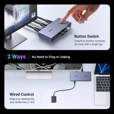 image of UGREEN CM692 (25961) 2 In 1 Out 8K HDMI KVM Switch with Spec and Price in BDT